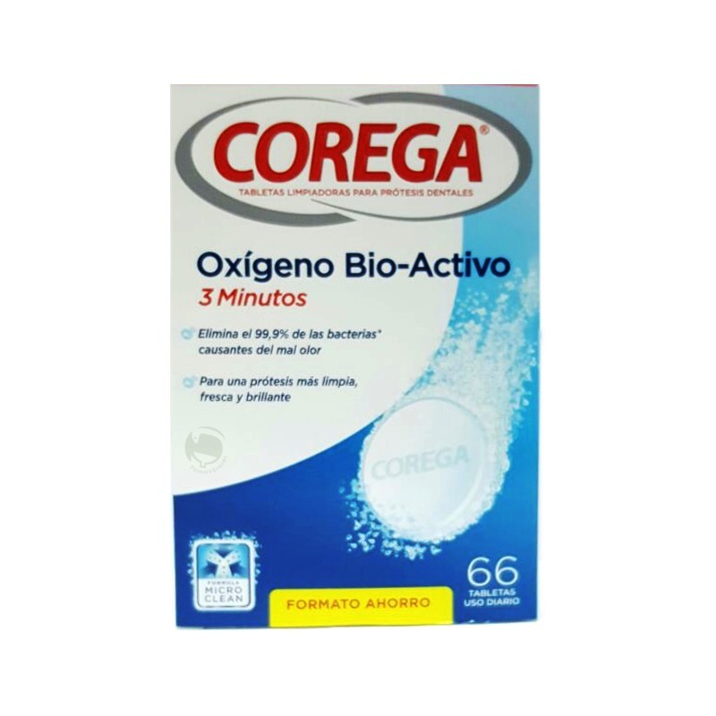Corega Oxigénio Bio- Activo 3 minutos, 66 pastilhas