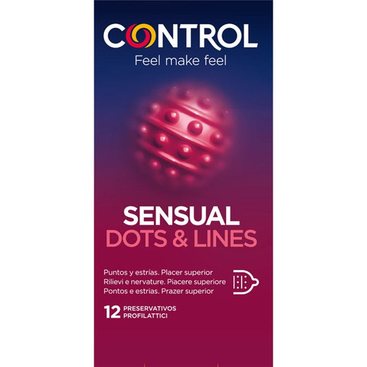 Control Sensual Dots and Lines Condoms - 12 Units